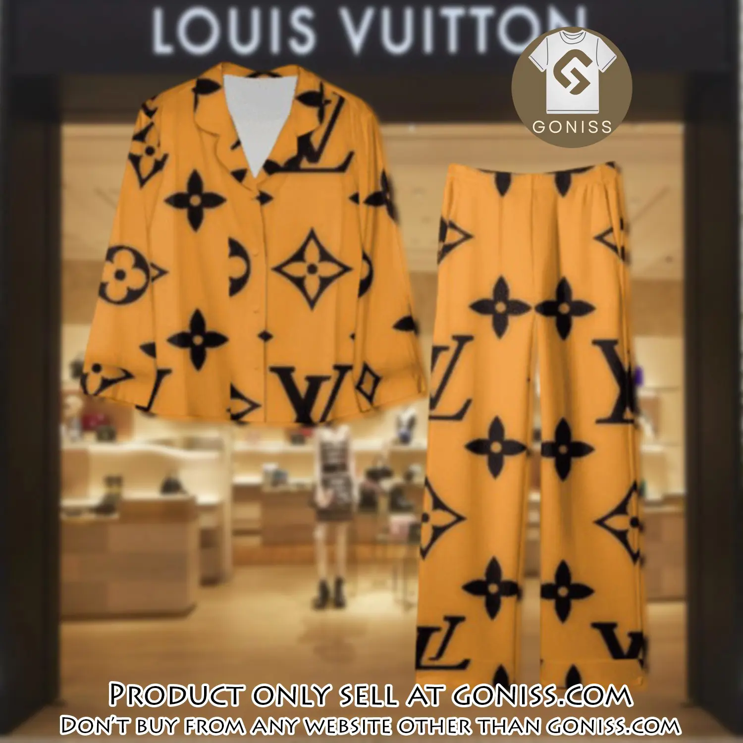 Trending luxury lv satin pajama set pjs1086 gn1208135